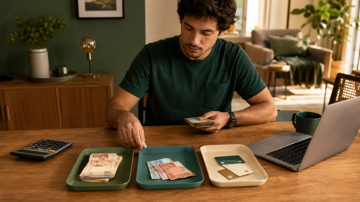 Divisão do salário em três envelopes pela regra 50-30-20